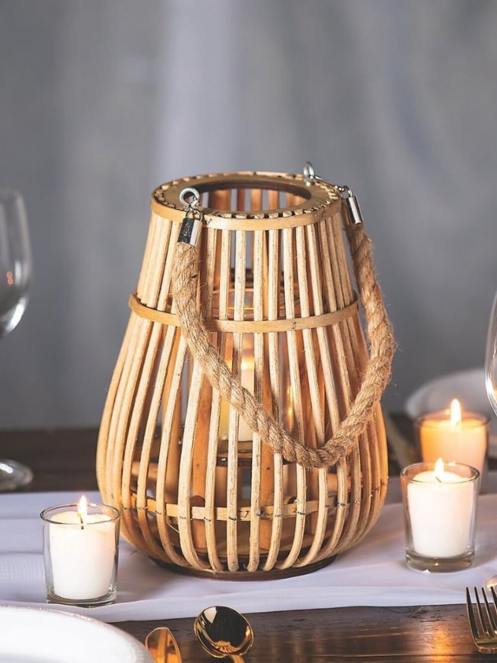 Natural Rattan Lantern - Picture 2 of 3